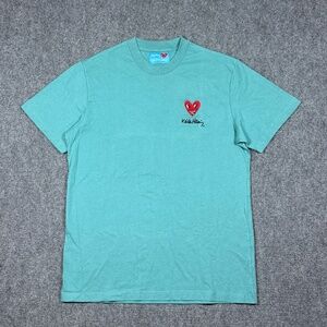 Keith Haring X Palace Shoes T-Shirt Size Medium Teal Sunflower Shirt 088